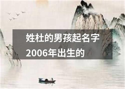 姓杜的男孩起名字2006年出生的