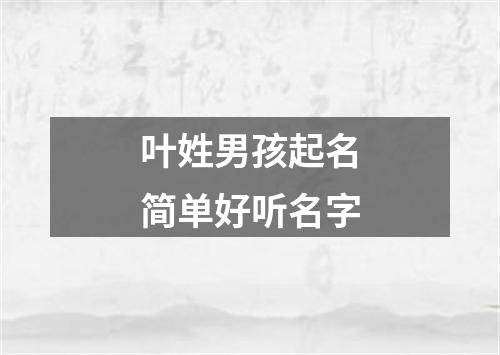 叶姓男孩起名简单好听名字