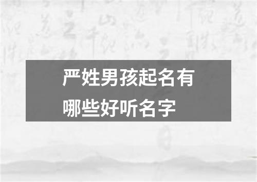 严姓男孩起名有哪些好听名字