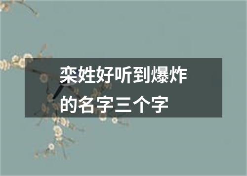 栾姓好听到爆炸的名字三个字