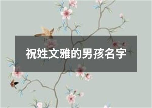 祝姓文雅的男孩名字