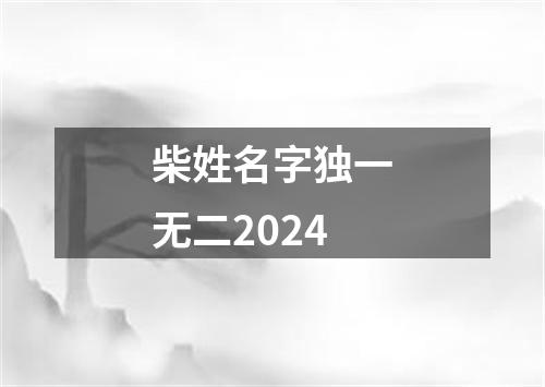 柴姓名字独一无二2024