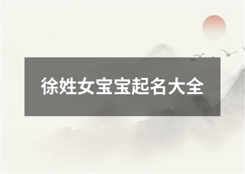 徐姓女宝宝起名大全