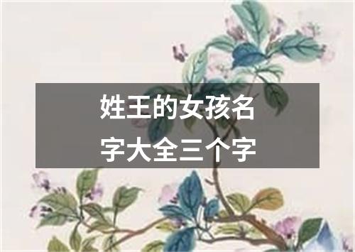 姓王的女孩名字大全三个字