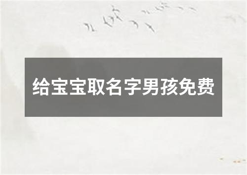 给宝宝取名字男孩免费