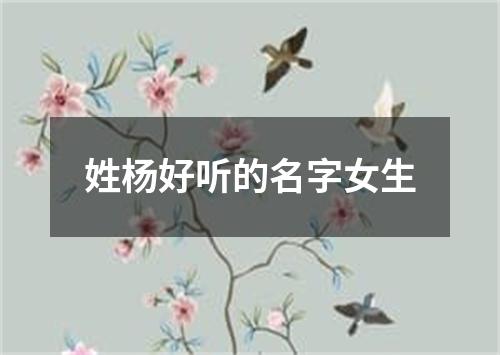 姓杨好听的名字女生