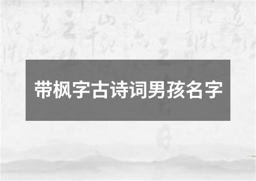 带枫字古诗词男孩名字