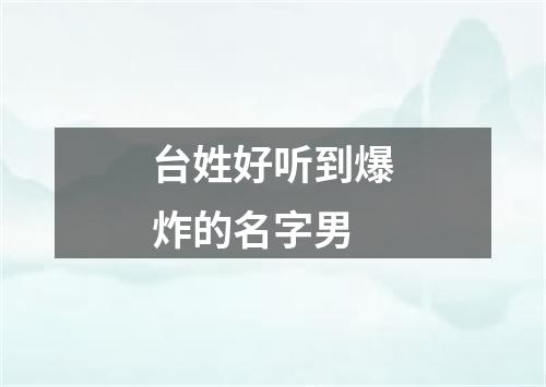 台姓好听到爆炸的名字男