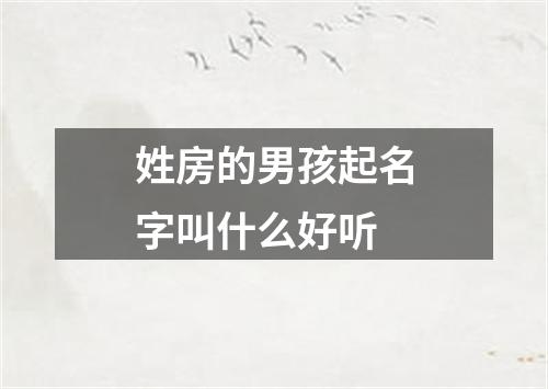 姓房的男孩起名字叫什么好听