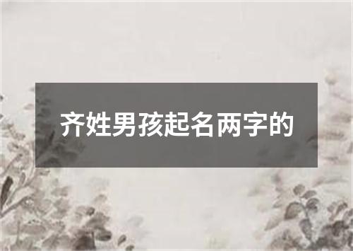 齐姓男孩起名两字的