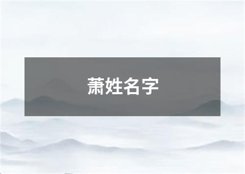 萧姓名字