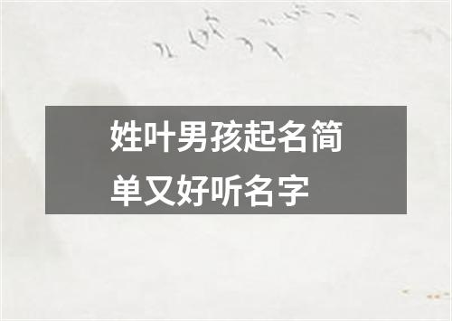 姓叶男孩起名简单又好听名字