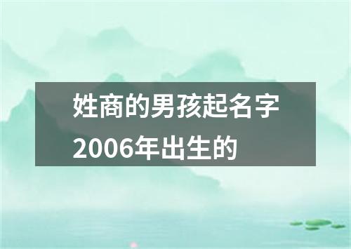 姓商的男孩起名字2006年出生的