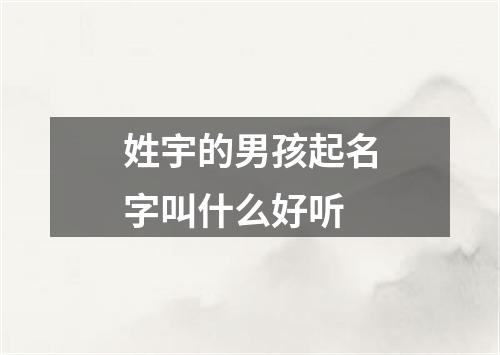 姓宇的男孩起名字叫什么好听