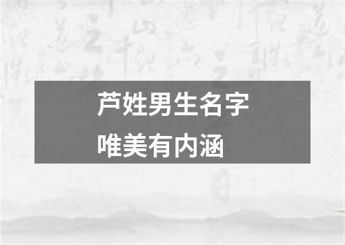 芦姓男生名字唯美有内涵