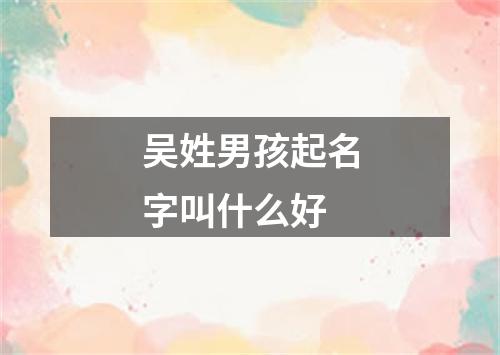 吴姓男孩起名字叫什么好