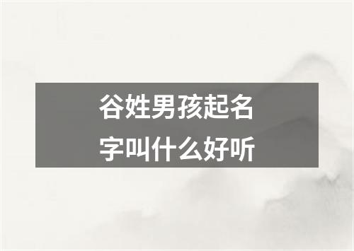 谷姓男孩起名字叫什么好听