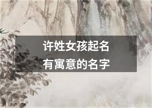 许姓女孩起名有寓意的名字