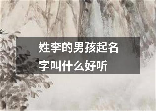 姓李的男孩起名字叫什么好听