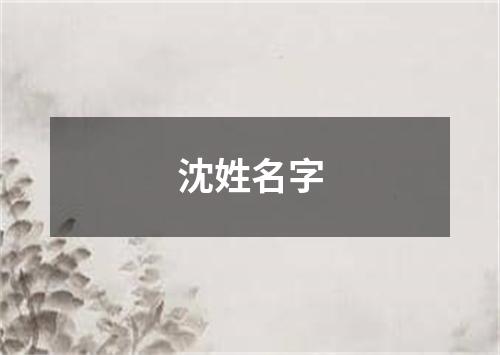 沈姓名字