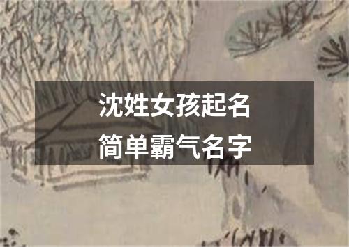 沈姓女孩起名简单霸气名字