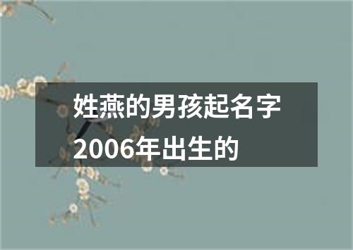 姓燕的男孩起名字2006年出生的