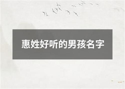 惠姓好听的男孩名字