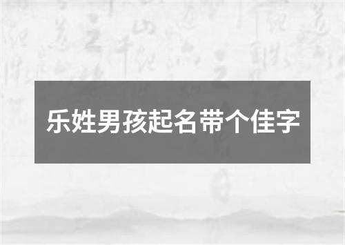 乐姓男孩起名带个佳字