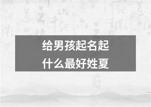 给男孩起名起什么最好姓夏