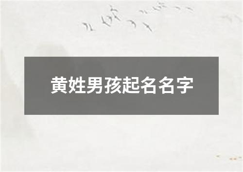 黄姓男孩起名名字