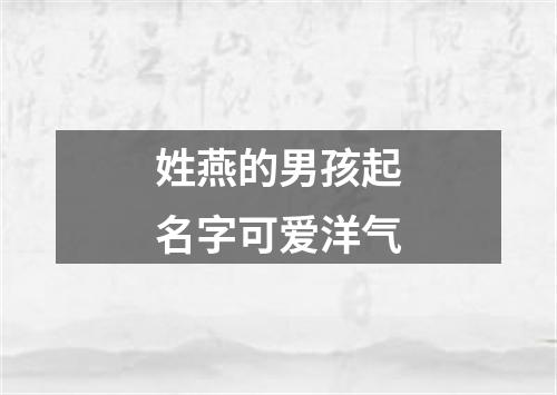 姓燕的男孩起名字可爱洋气