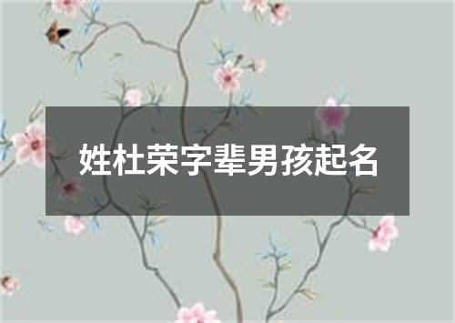 姓杜荣字辈男孩起名