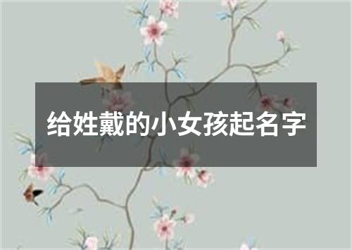 给姓戴的小女孩起名字