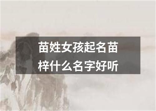 苗姓女孩起名苗梓什么名字好听