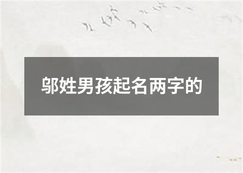 邬姓男孩起名两字的