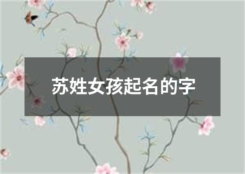 苏姓女孩起名的字