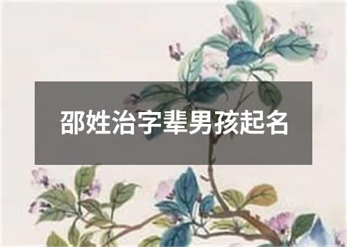 邵姓治字辈男孩起名