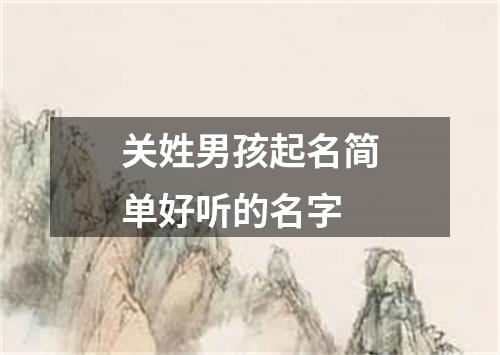 关姓男孩起名简单好听的名字