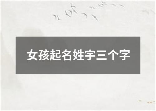 女孩起名姓宇三个字