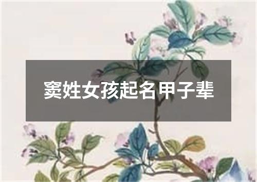 窦姓女孩起名甲子辈