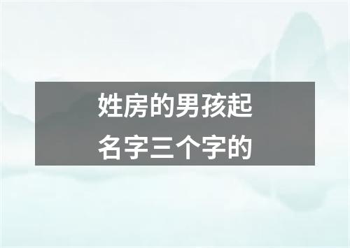 姓房的男孩起名字三个字的