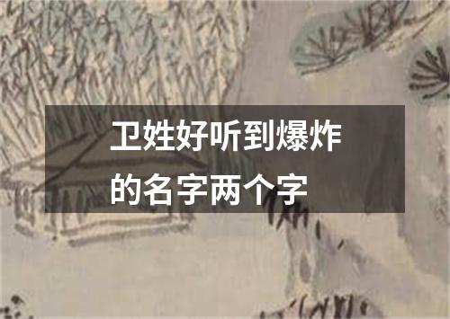 卫姓好听到爆炸的名字两个字