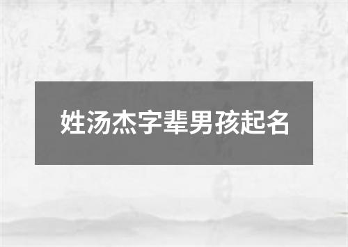 姓汤杰字辈男孩起名