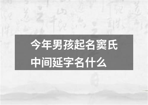 今年男孩起名窦氏中间延字名什么