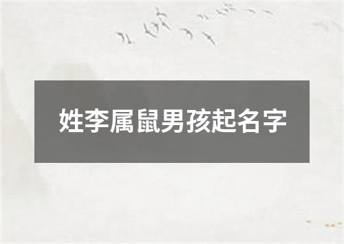 姓李属鼠男孩起名字