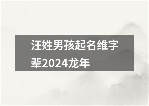 汪姓男孩起名维字辈2024龙年