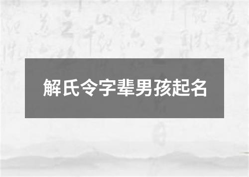 解氏令字辈男孩起名