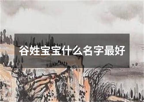 谷姓宝宝什么名字最好