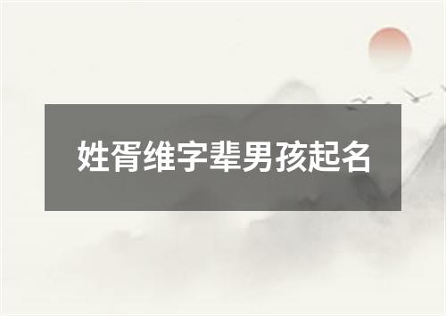 姓胥维字辈男孩起名