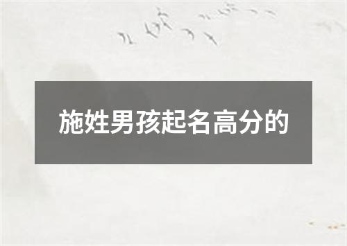 施姓男孩起名高分的